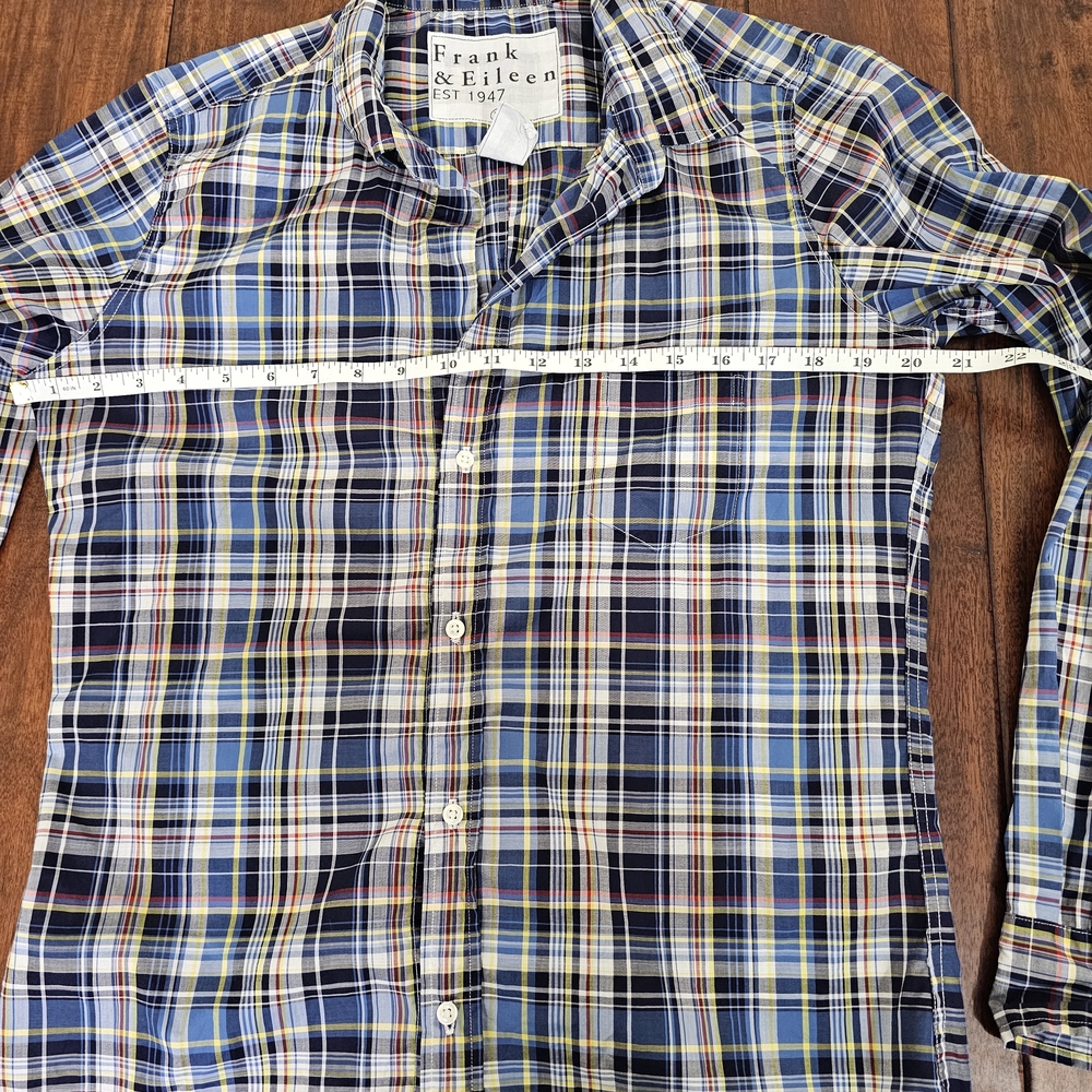 Frank & Eileen Men's Blue Yellow Multi Plaid Button-Down Shirt